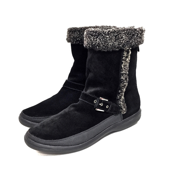 - SOLD - Stuart Weitzman Black Shearling Boots - Picture 2 of 8